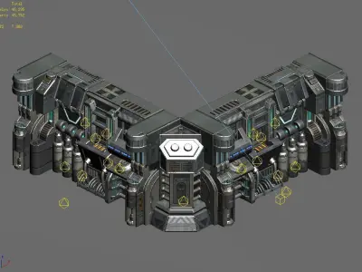 Sci Fi Building-connection wall 10 3D model