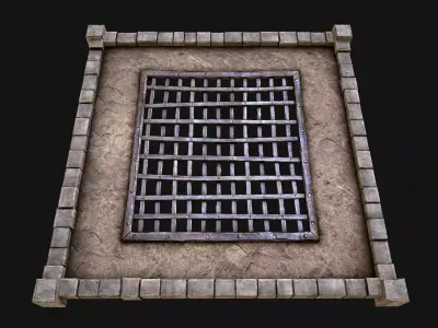 Medieval Castle Roof with Prison Bars Low-poly 3D model