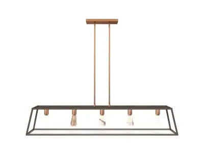 Sleek Minimalist Island Chandelier 5 Light Bronze Free 3D model