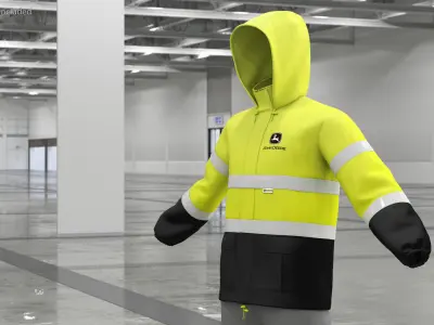 John Deere Rain Jacket High Visibility 3D model