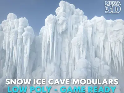 42 Low poly Ice Cave Modulars - 240103 Low-poly 3D model