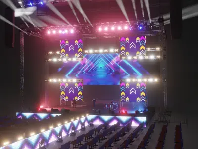 Arena concert animated stage scene EEVEE render  3D model