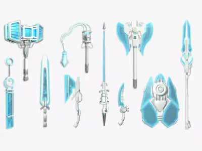 10 SciFi Weaponry B Collection - Sci Fi Weapon Design 3D Model Pack