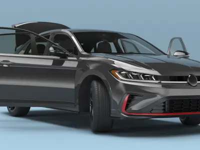  Urban Sport Sedan Vehicle Black Rigged for Cinema 4D 