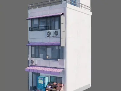 Anime building city 01 3D model