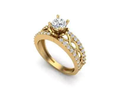 Solitaire ring  3D print model 2