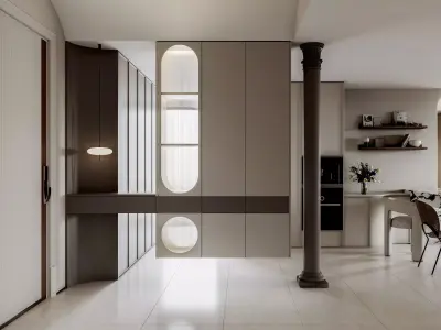 Warm modern living room 3D model