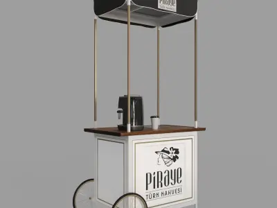  COFFE STAND 002 Low-poly 3D model