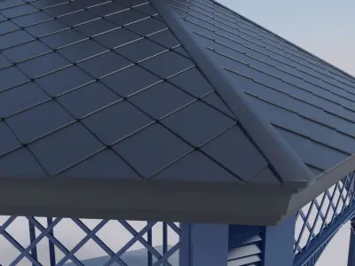 Metal garden gazebo pavilion or kiosk PBR 3D model