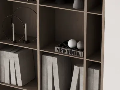 202 bookcase and rack 05 wooden with decor 01 3D model