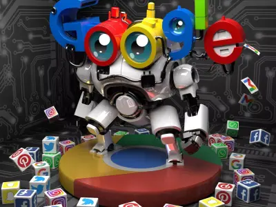 Google App Robot 3D Model Low-poly 3D model