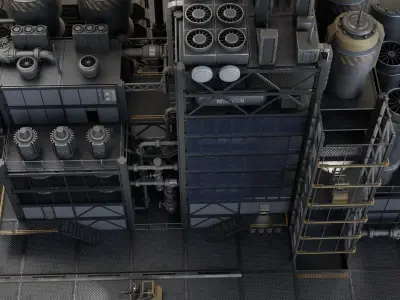 Sci-Fi Industrial Base Kitbash  Low-poly 3D model