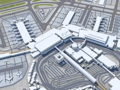 Rome Fiumicino Airport 15km Low-poly 3D model