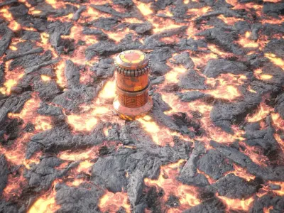 Lava rocks ground tile Low-poly 3D model