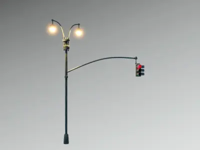 New York Manhattan Traffic light and street light Low-poly 3D model