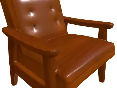 MidCentury Modern Leather Armchair Low-poly 3D model