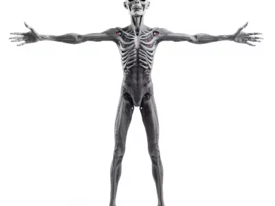 Alien Skeleton Model Pack with Luminous Eyes Low-poly 3D model