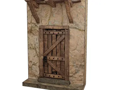 Rustic Wood Door Low-Poly  Low-poly 3D model