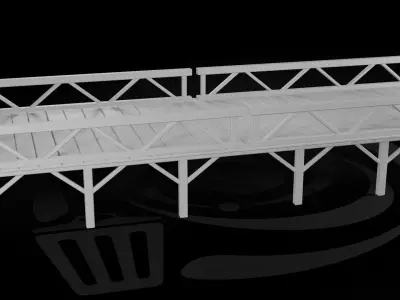 AAA Medieval Wooden Bridge 01 R Low-poly 3D model