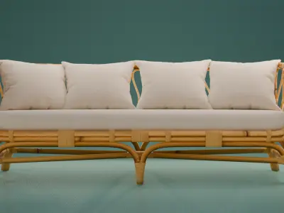 Woven Rattan Sofa 3D model