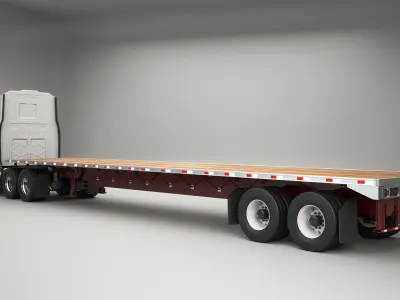 Generic Semi Truck with Flatbed Trailer 3D model purchase
