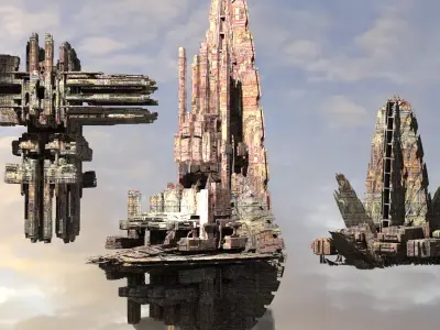Shiv City Space port ships Kit bash 1 3D model