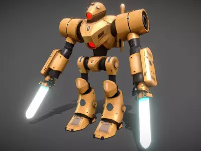 Low Poly Blade Robot Low-poly 3D model