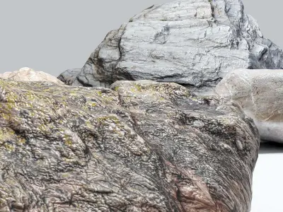 Rocks - 10 game-ready beach rocks - photo-scanned stones 2K PBR Low-poly 3D model