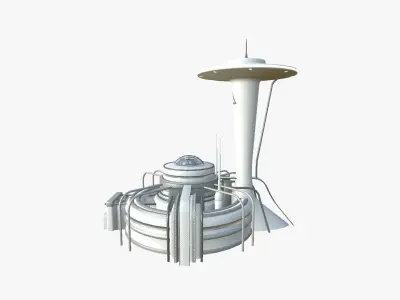 SciFi Facility D02 White Gray - Sci Fi Exterior Design Low-poly 3D model
