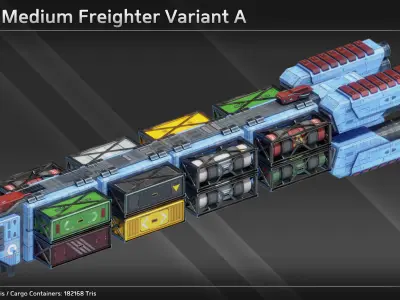 Civilian Freighter Spaceship Collection 3D Model Pack