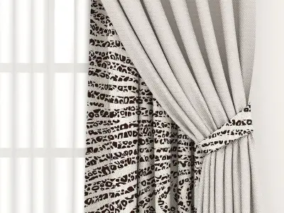 curtain -1 curtains with zebra Low-poly 3D model
