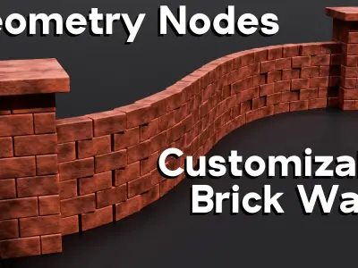 Customizable Brick Wall - Geometry Nodes - Blender 3D model