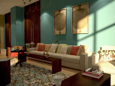 3D Living Room Salon with Dining room  3D model