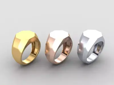 octagonal Signet Ring Base 12 MM top in All sizes 242-MWC 3D print model
