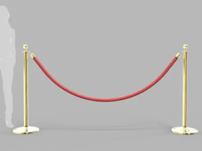 Red Velvet Stanchion Rope 3D model