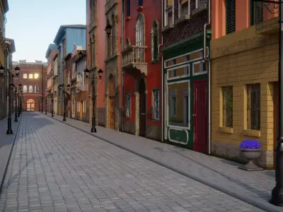 European Street 3d Scene 3D model