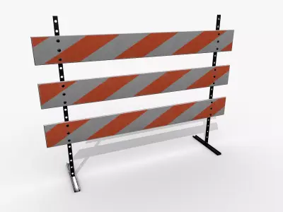 Road Safety Fence And Barrier Set Low-poly 3D model