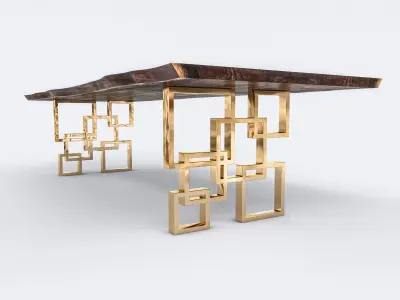 Squares Dining Table Low-poly 3D model