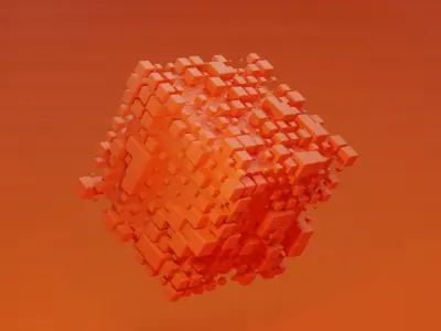 Abstract Sci-Fi  animated Cube  3D model Low-poly 3D model