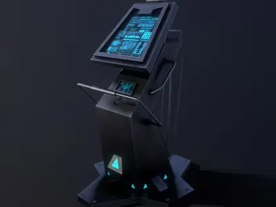 Sci-Fi Console-Computer Low-poly 3D model