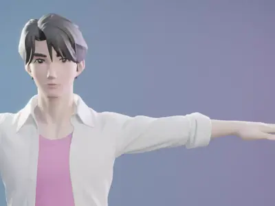 Jinu - KPop Demon Hunters T-pose Low-poly 3D model