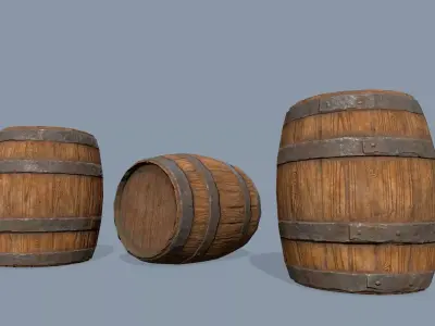 Wooden Barrel Low-poly 3D model