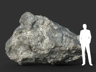 Low poly Damaged Granite Rock B 200101 Low-poly 3D model