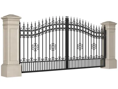 Entrance Forged Gates in classic style 3D model