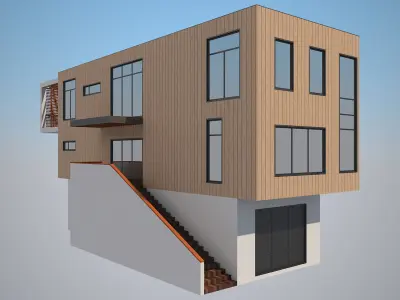 4 Modern Houses Set 2 3D model