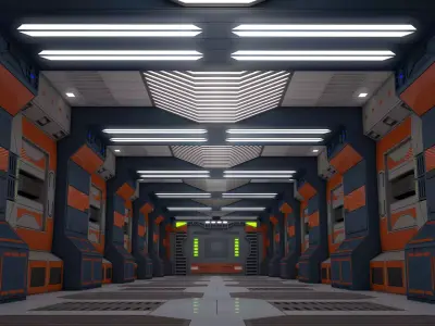 Sci Fi Corridor  3D model 8