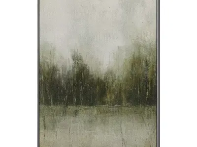Set of 3 Abstract Paintings in Frames 3D model 63