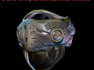 Skull ring jewelry Mech robotic vol1 3D print model