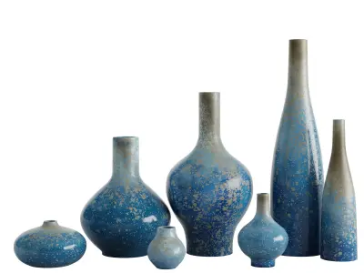 Reactive Glaze Ocean Ceramic Vases 3D model