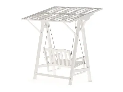 5 Wooden Swing Chairs Set 3D model